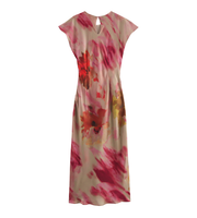 Floral dress with a knot detail on a white background zara tie die style short sleeves mutli-color wedding holidays special occassion dresses women's clothing love bonito uniqlo h&m shein what to wear outifit ootd fashion 