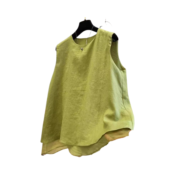 white navy blue apple green tank top summer double layer sleeveless outfit ootd cute zara shein korean style clothing for women online shopping uniqlo h&m trending style double layer linen 