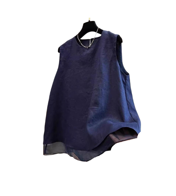 white navy blue apple green tank top summer double layer sleeveless outfit ootd cute zara shein korean style clothing for women online shopping uniqlo h&m trending style double layer linen 