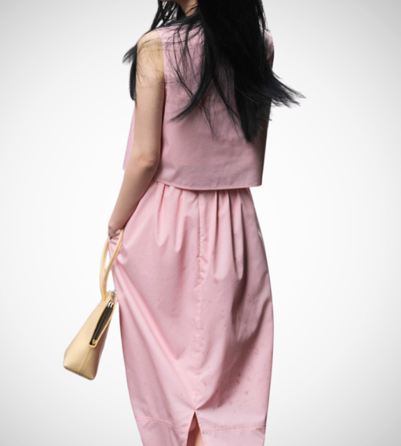 light pink sleevless top gartered skirt waist fashion style streetstyle summer wear cute matching coordinates set outfits water proof fabric everyday casual weekend wear styles long maxi skirt forever21 h&m uniqlo zara koran style clothing for women