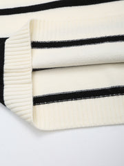 long sleeves stripe knitted sweater white black zipped zara mango knits uniqlo winter wear cold weather must have trending classic women's clothing online shopping pullover