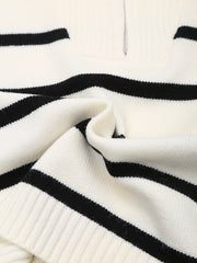 long sleeves stripe knitted sweater white black zipped zara mango knits uniqlo winter wear cold weather must have trending classic women's clothing online shopping pullover