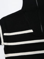 long sleeves stripe knitted sweater white black zipped zara mango knits uniqlo winter wear cold weather must have trening classic women's clothing online shopping pullover