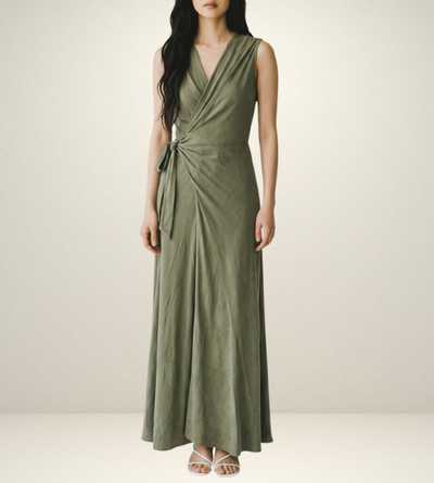 chinese dress ladies Early 00s Zara Woman Linen Button Down Maxi Beige Dress - Linen - Summer  dress