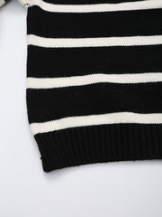 long sleeves stripe knitted sweater white black zipped zara mango knits uniqlo winter wear cold weather must have trending classic women's clothing online shopping pullover
