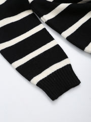 long sleeves stripe knitted sweater white black zipped zara mango knits uniqlo winter wear cold weather must have trending classic women's clothing online shopping pullover