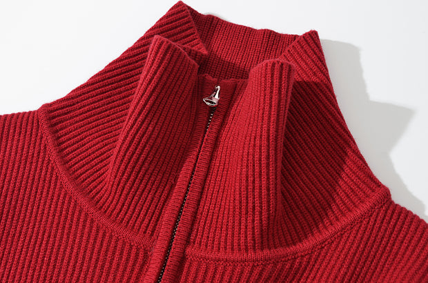 red black stripe sweater turtle neck pullover cardigan long sleeves winter wear cold weather zipped free size knitted pullover cardigan winter black red stripes