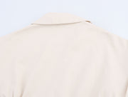 button down shirt polo dress denim beige short sleeves fashion style streetstyle everyday casual outfit women's clothing long maxi zara mango uniqlo classic wear utility pockets 