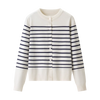 cardigan stripes knits knitted top red beige blue black and white stretchy top long sleeves cold weather rainy winter wear basics casual style outfit what to wear button down 