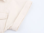 button down shirt polo dress denim beige short sleeves fashion style streetstyle everyday casual outfit women's clothing long maxi zara mango uniqlo classic wear utility pockets 