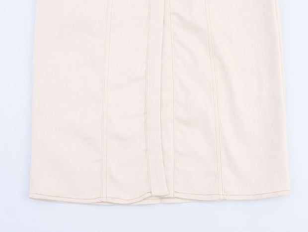 button down shirt polo dress denim beige short sleeves fashion style streetstyle everyday casual outfit women's clothing long maxi zara mango uniqlo classic wear utility pockets 