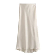 coffee khaki beige white green black elastic waist gartered maxi skirt long satin everyday wear must have trending cute sexy skirts love outfits looks trending zara outfit ankle length 