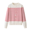 cardigan stripes knits knitted top red beige blue black and white stretchy top long sleeves cold weather rainy winter wear basics casual style outfit what to wear button down 