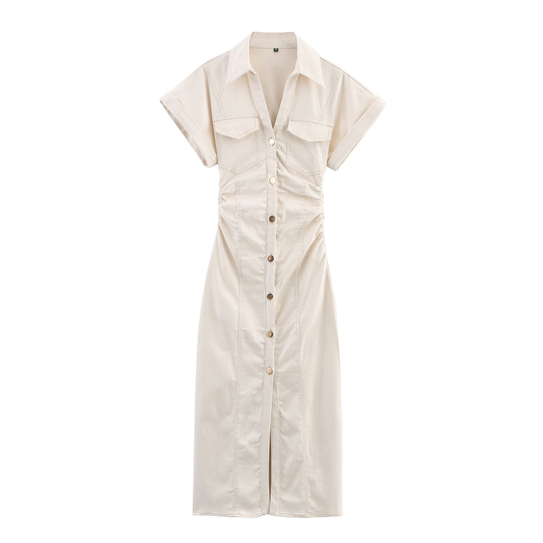 button t shirt dress Tyra Button-Down Short Sleeve Dress – OverStacked