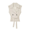 zara style beige waistcoat vest and short set linen gartered shorts beige brown coordinates matching set outfits with lining inner sleevless office wear summer wear everyday casual style h&m uniqlo mango love bonito shein 