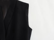 black waistcoat vest tie knot belted strap zara inner lining sophisticated classy must have trendy corporate love stylish women's clothing sleeveless structured 