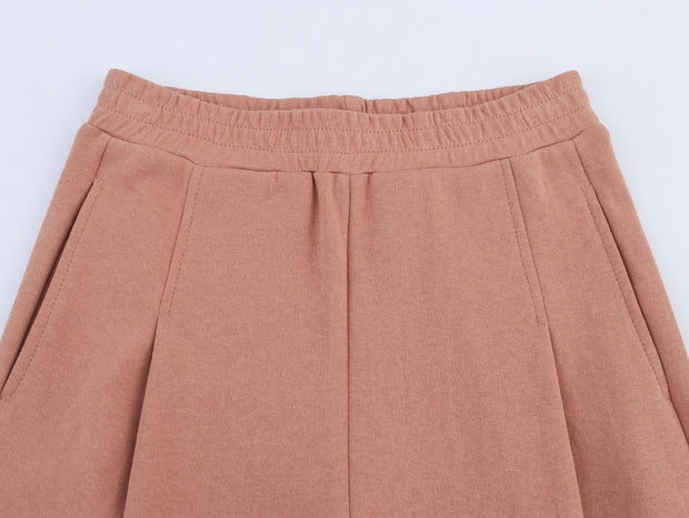 loungewear matching outfit rust pink gray grey green zara style streetstyle side pockets cute knit wear cotton polyester elastic gartered pants short sleeves everyday fashion style uniqlo mango shein classic wear women's clothing online shopping 