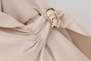 beige khaki blazer suit romper jumpsuit zara style belted sleeveless fashion style streetstyle trendy night occasion special collar short suit sexy holiday collection 