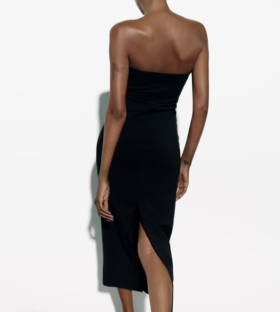 Amara Pleated Strapless Long Dress – OverStacked Amara Pleated Strapless Long Dress – OverStacked
