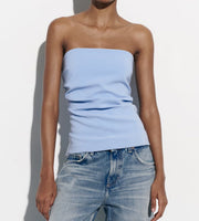 black blue strapless tube sleeveless cute sexy zara h&m uniqlo pleated casual minimalist minimal outfits must have trendy 