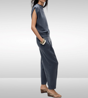 loungewear matching outfit rust pink gray grey green zara style streetstyle side pockets cute knit wear cotton polyester elastic gartered pants short sleeves everyday fashion style uniqlo mango shein classic wear women's clothing online shopping 