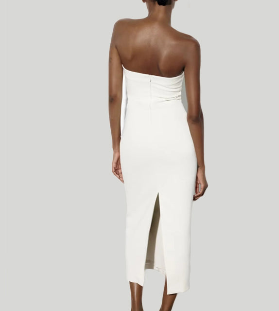 Amara Pleated Strapless Long Dress OverStacked Amara Pleated Strapless Long Dress OverStacked