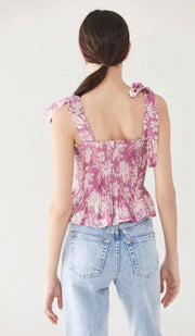 Floral Print Smocked Top Tank Summer Casual Trendy Outfit Cute Sexy Tops for women casual flounce  