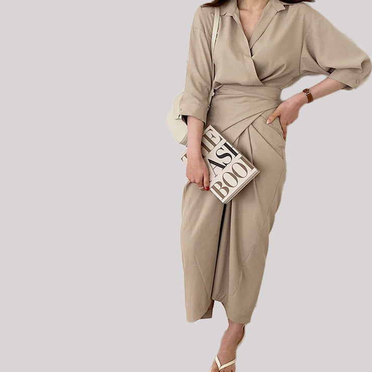 Andrea Wrap Around Polyester Cotton Dress OverStacked Andrea Wrap Around Polyester Cotton Dress OverStacked