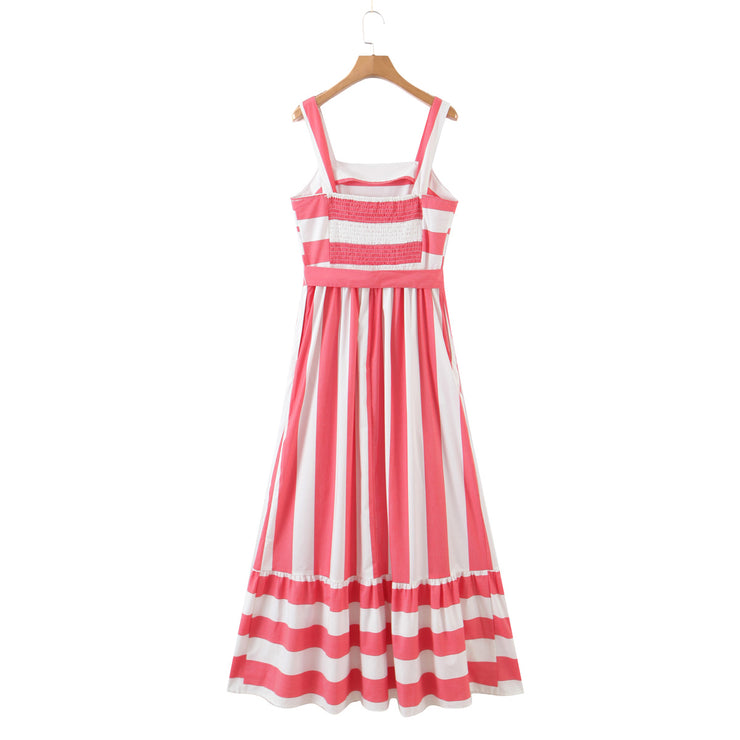 Poppy Stripe Maxi Long Dress