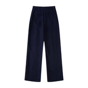 vest linen woven top set navy blue pocket zara wide leg pants white