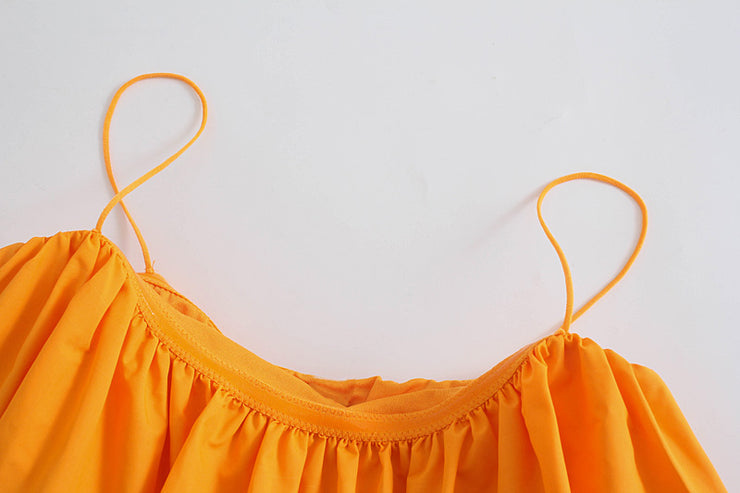 Orange Crop Top Sleeveless Gartered Sexy Cute Tops