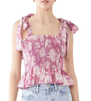 Floral Print Smocked Top Tank Summer Casual Trendy Outfit Cute Sexy Tops for women casual flounce  