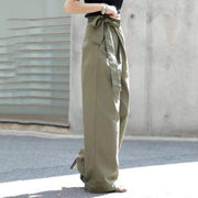 Army green pants trousers korean style for women linen wide leg pants love fashion style streetstyle wrap around army green 