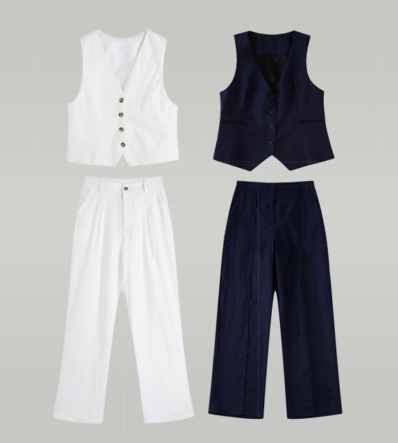 zara navy blue top vest pants outfit set terno sleeveless button down love fashion combination fashion streetstyle outfit 